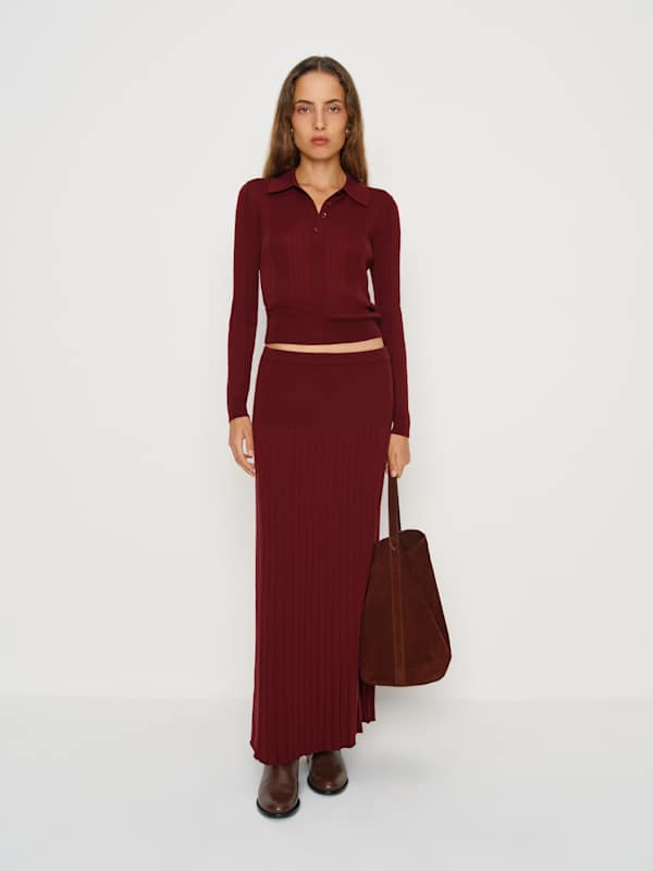 Ettie Regenerative Merino Midi Skirt - Chianti