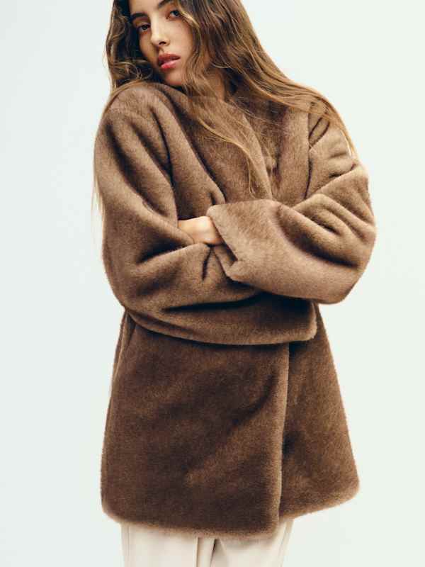 Manteau en fausse fourrure Devin - Gris taupe