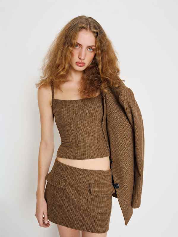 Top Hattie - Marron à carreaux