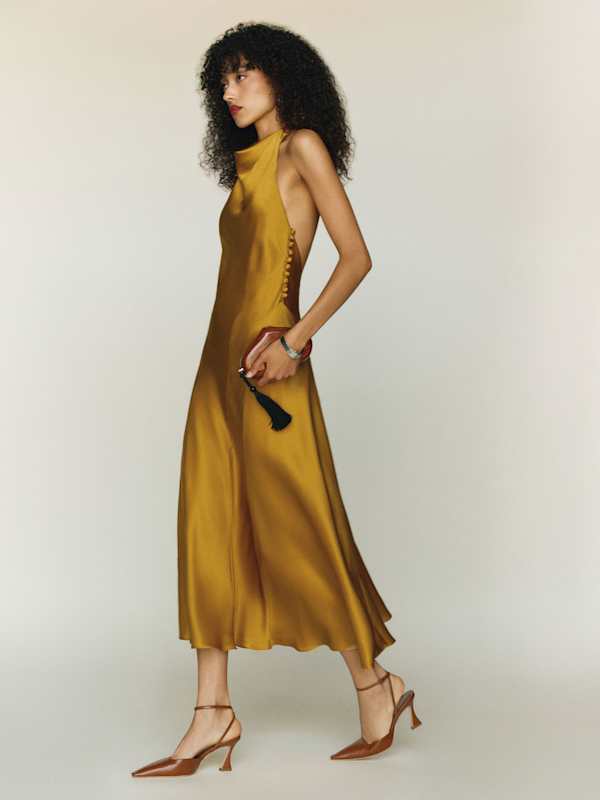 Kaylah Silk Dress - Honey Mustard