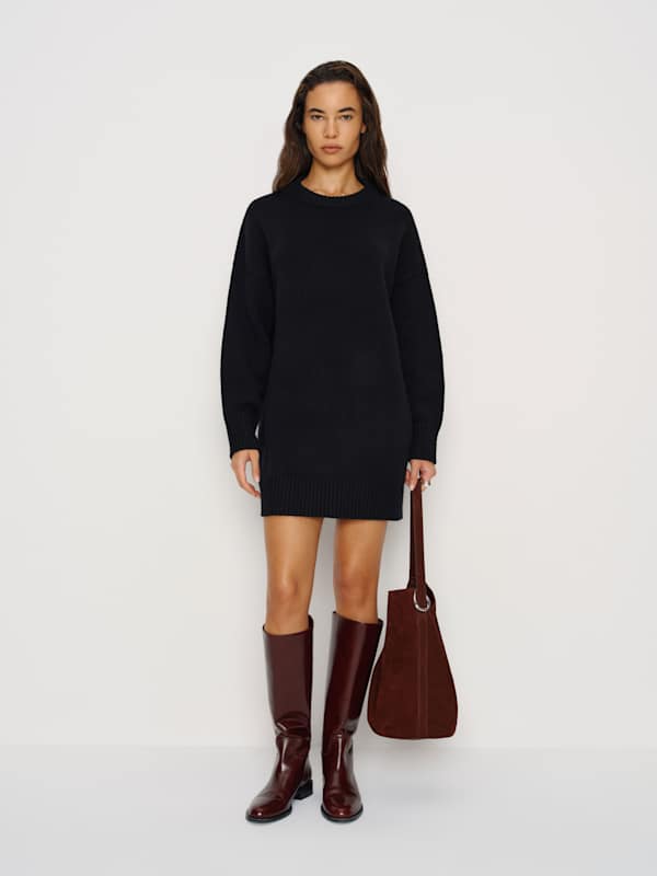 Robe-pull en laine régénérative Laurence - Noir