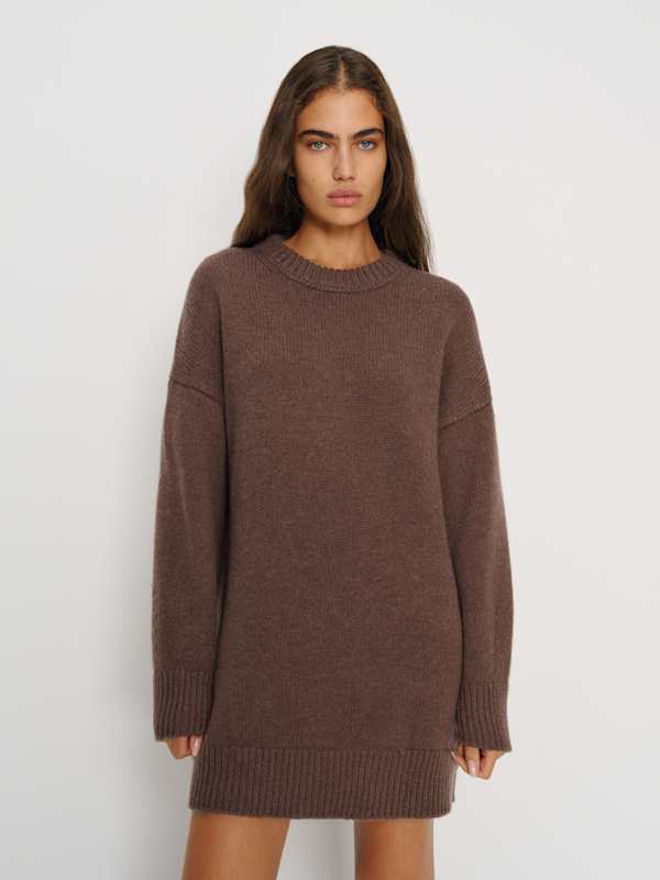 Robe-pull en laine régénérative Laurence - Cacao