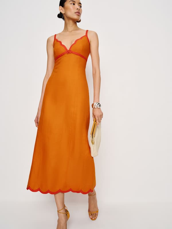Robe en lin Sara spécial Petites - Nectarine