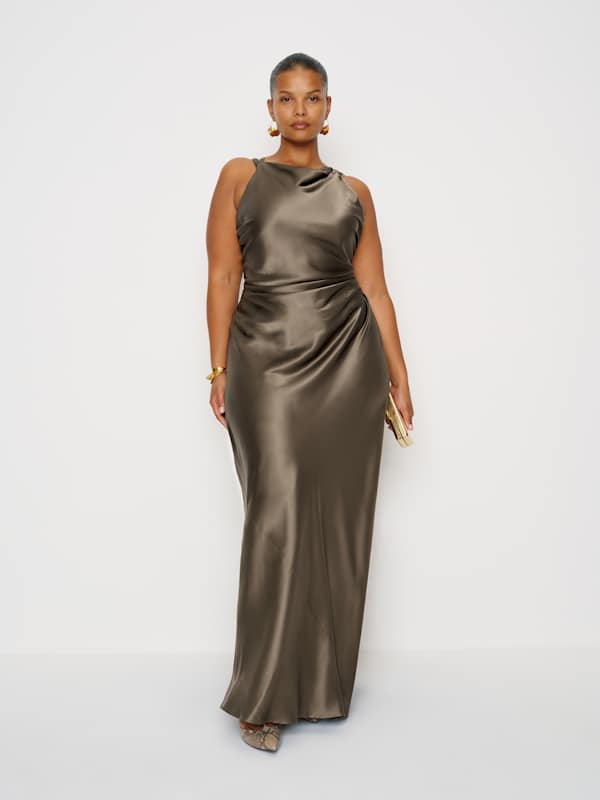 Robe en soie Anaiis grandes tailles - Morille
