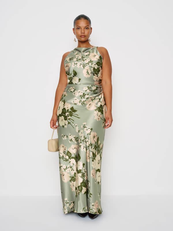 Robe en soie Anaiis grandes tailles - Estragon