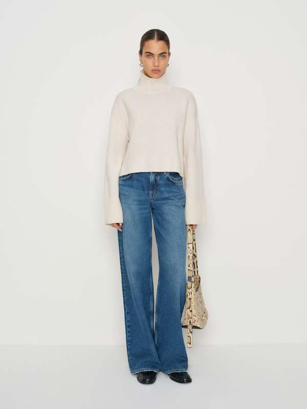 March Regenerative Wool Cropped Turtleneck - Arctic
