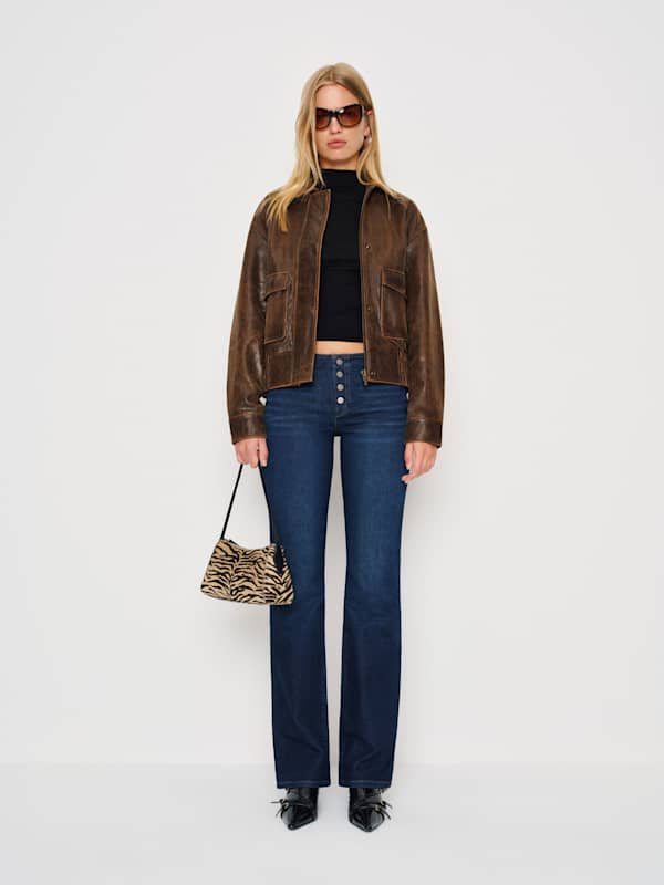 Jean bootcut taille basse super stretch Naomi - Wheeler Exposed Buttons