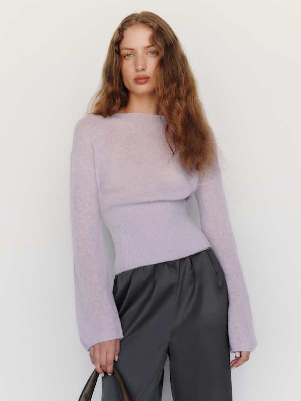 Soren Sheer Alpaca Sweater Top - Dream