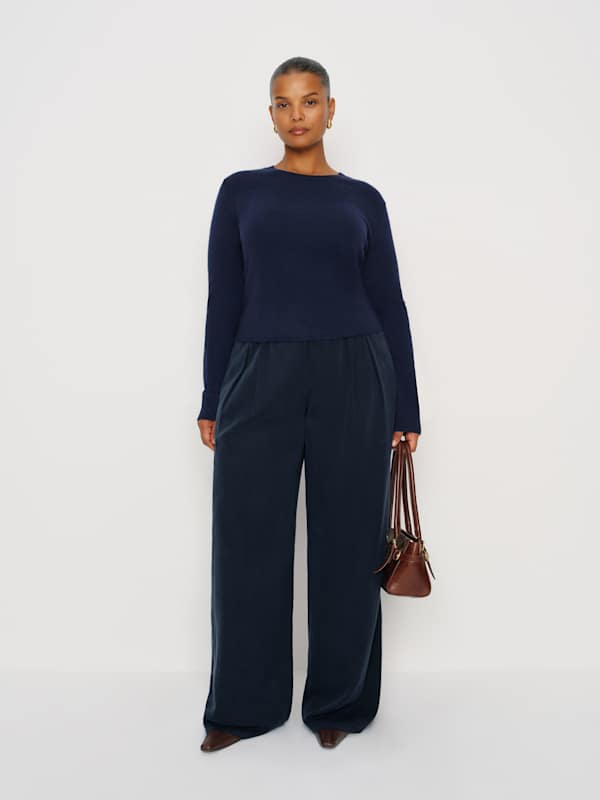Pantalon taille basse Marion grandes tailles - Bleu nuit