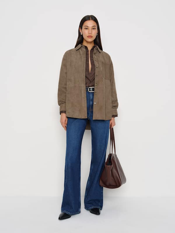 Veste-chemise oversize en daim Veda Eli - Champignon