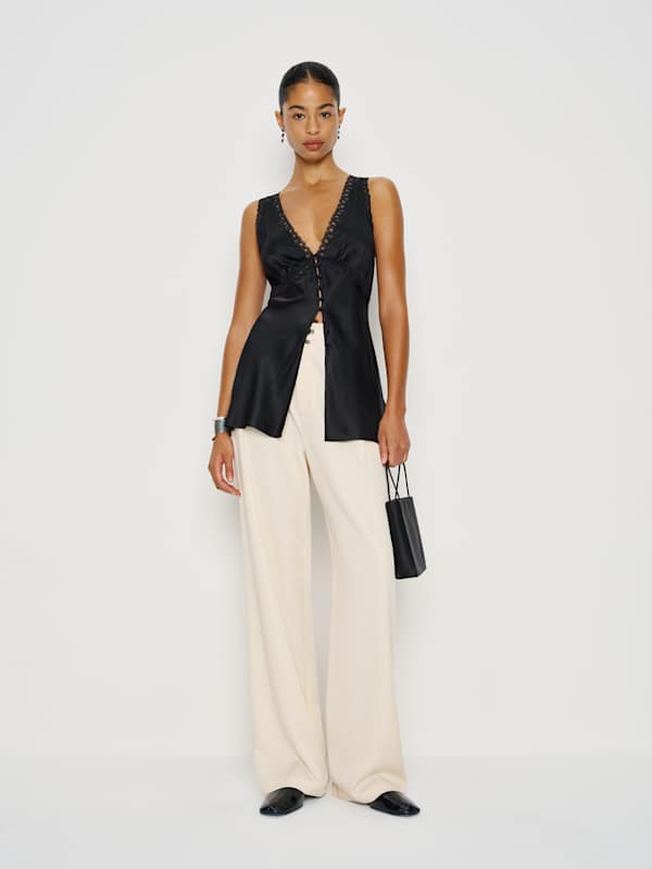 Top en soie Addie - Noir