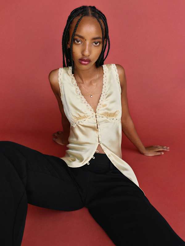 Top en soie Addie - Sucre