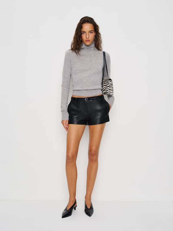 Micro-short en cuir taille basse Veda Taylor - Noir