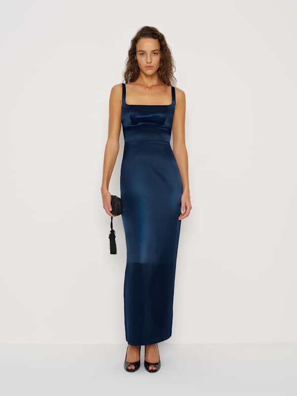 Robe en soie Ambre - Bleu nuit