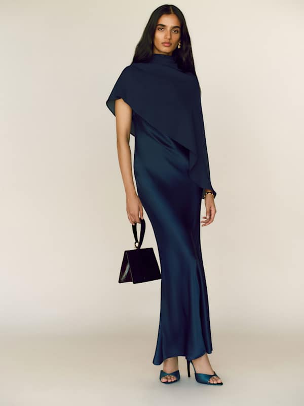 Lilibeth Silk Dress - Navy