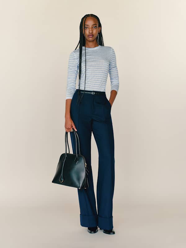 Olympia Knit Top - Blue White Stripe