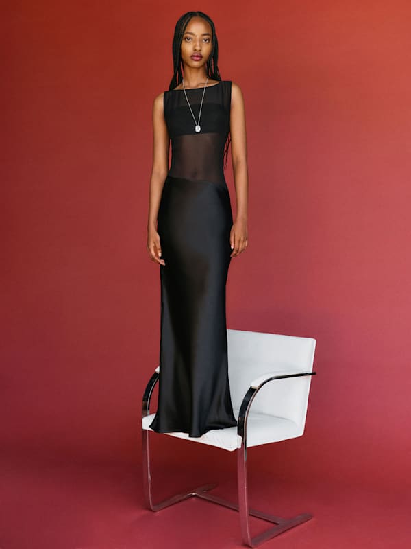 Robe en soie Zelie - Noir
