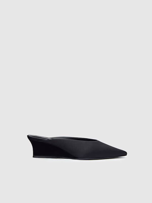 Mules compensées Marilyn - Satin noir