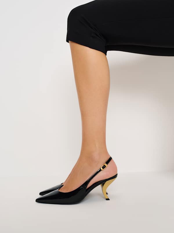 Chaussures à talons et brides arrière Cassie - Noir verni