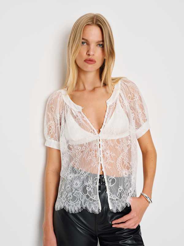 Top transparent Calia - Dentelle blanche