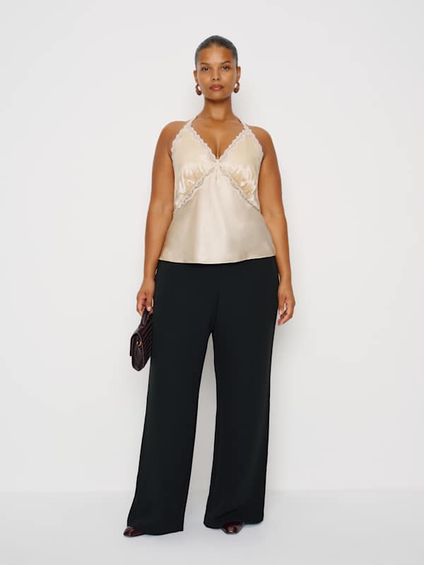 Top en soie Monica grandes tailles - Amande
