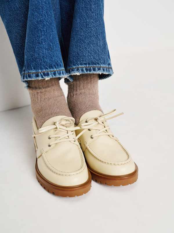 Mocassins style chaussures bateau Oakland - Cuir chou à la crème