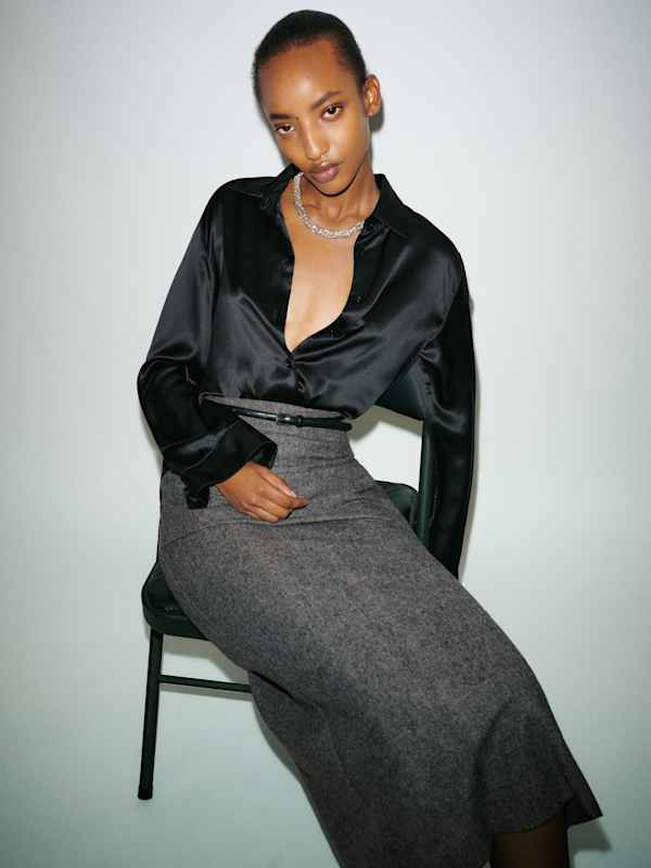 Alfie Relaxed Silk Shirt - Black