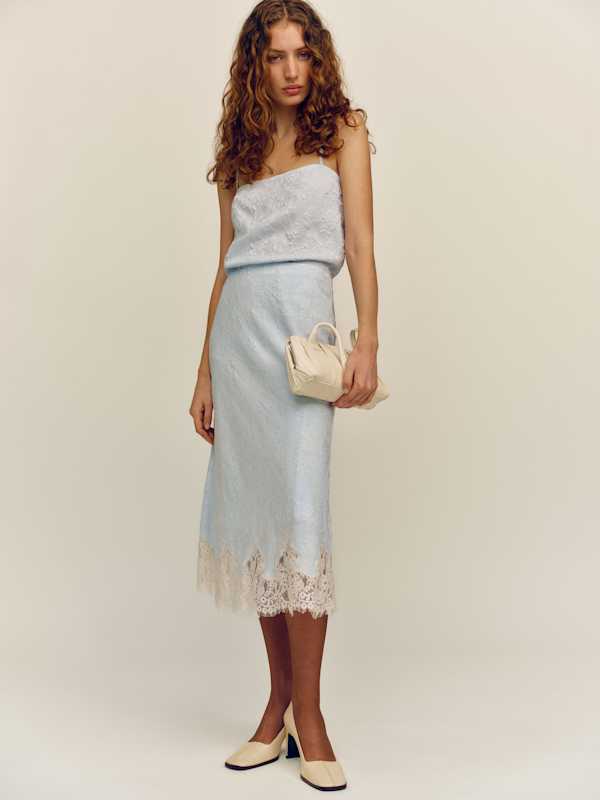Carolina Skirt - Sky Blue Jacquard