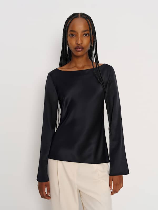Top en soie Marlow - Noir