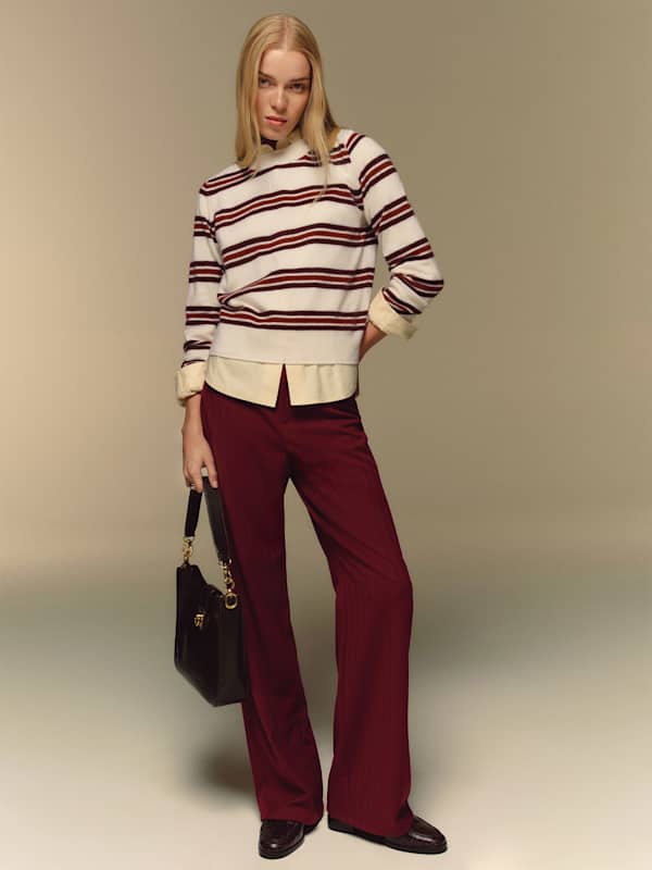 Pull ras-du-cou en cachemire Nikki - Gossamer Multi Stripe