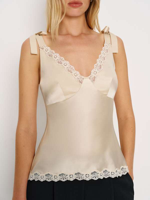 Top en soie Florence - Amande