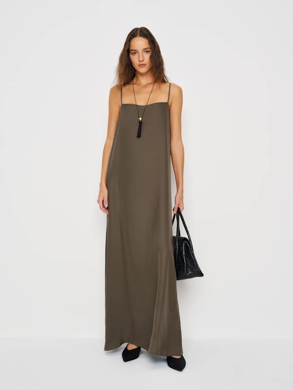 Robe en soie Glenna - Morille