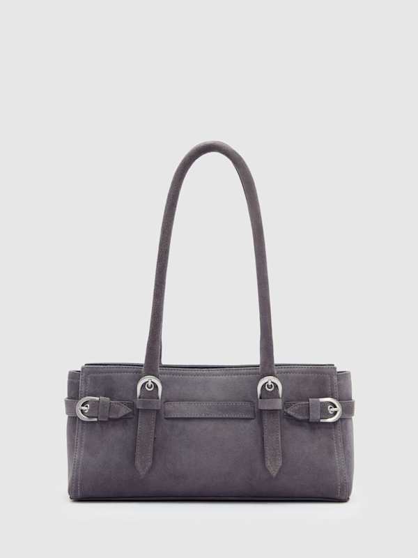 Sac porté épaule Beatrice - Gunmetal Suede