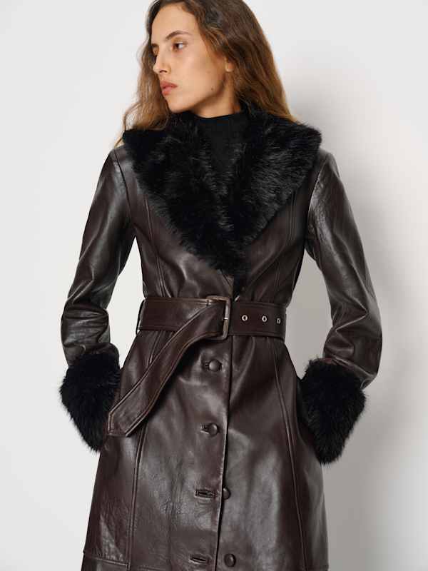 Trench en cuir Veda Aria - Brun