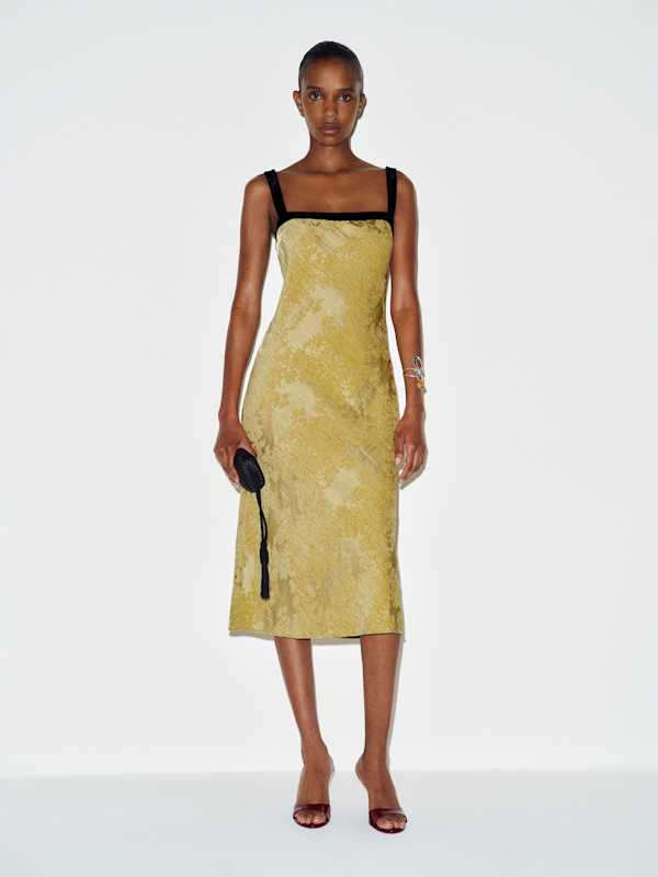 Zahara Dress - Gold Jacquard
