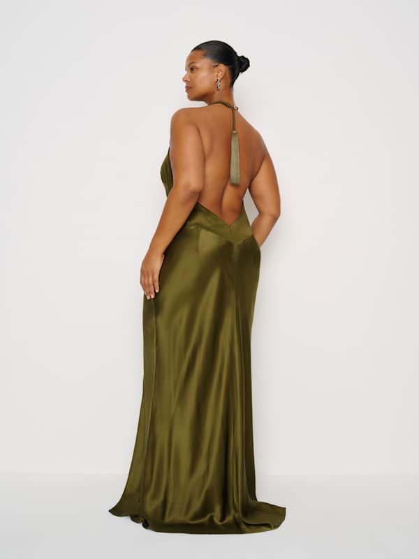 Bianca Silk Dress Es - Moss Garden