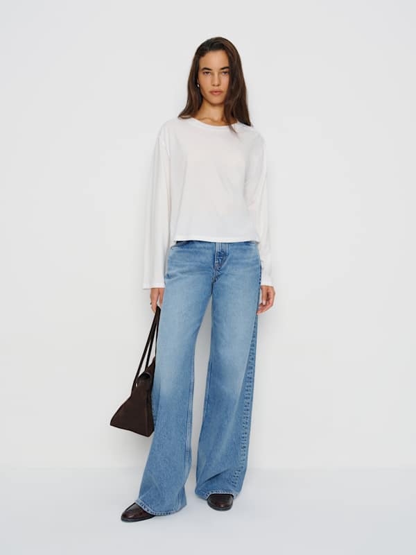 T-shirt oversize à manches longues Liam - Blanc