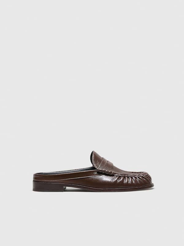 Francine Loafer Mule - Espresso Crinkle Patent