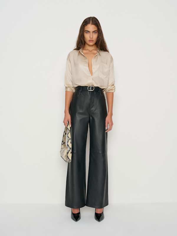 Chemise oversize en soie Eli - Amande