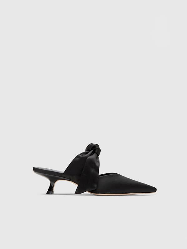 Mules à talons Milk Glass - Satin noir