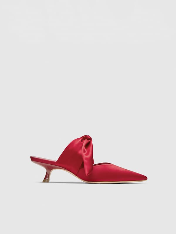 Mules à talons Milk Glass - Satin rouge à lèvres