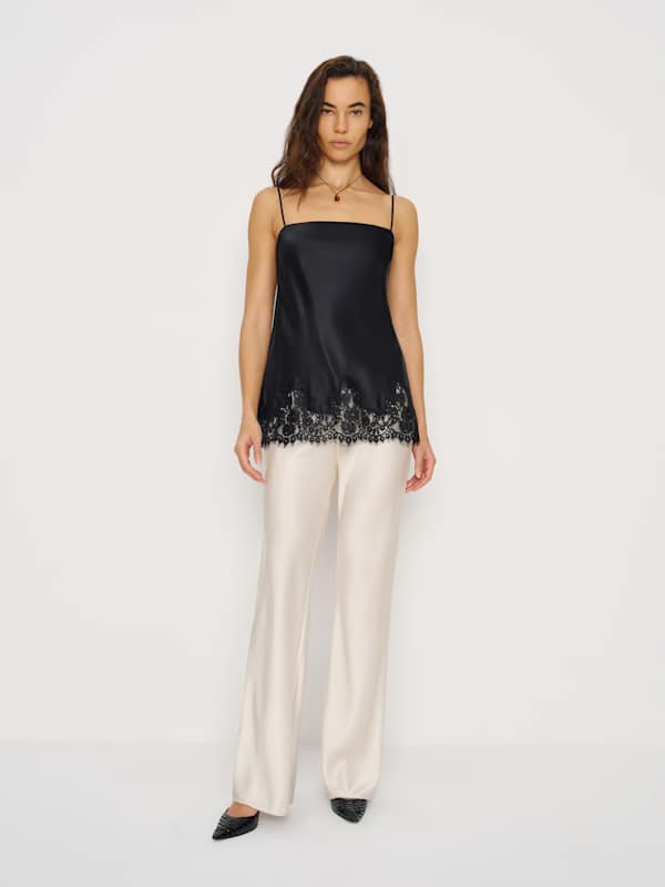 Top en soie Carolina - Noir