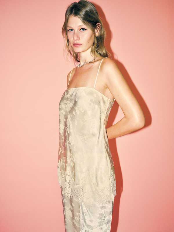 Top en soie Carolina - Cream Jacquard