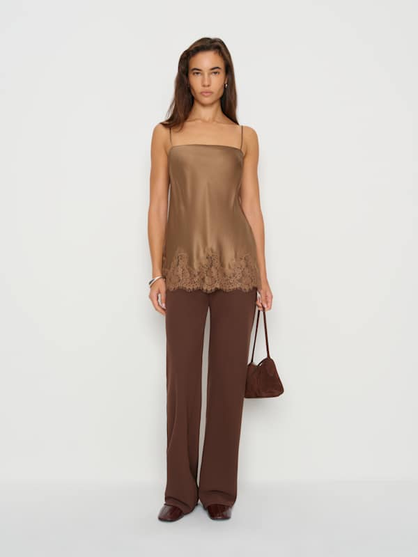Top en soie Carolina - Noisette