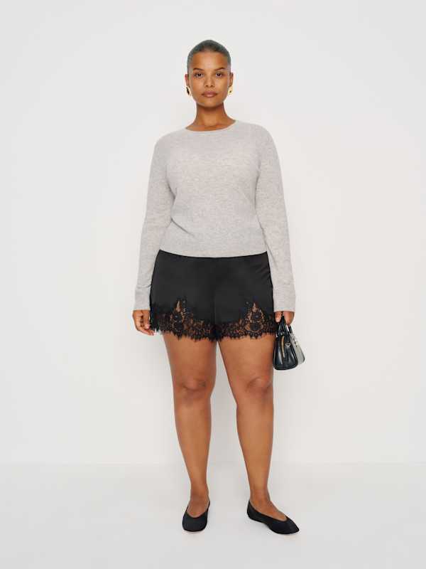 Short en satin Fern grandes tailles - Noir