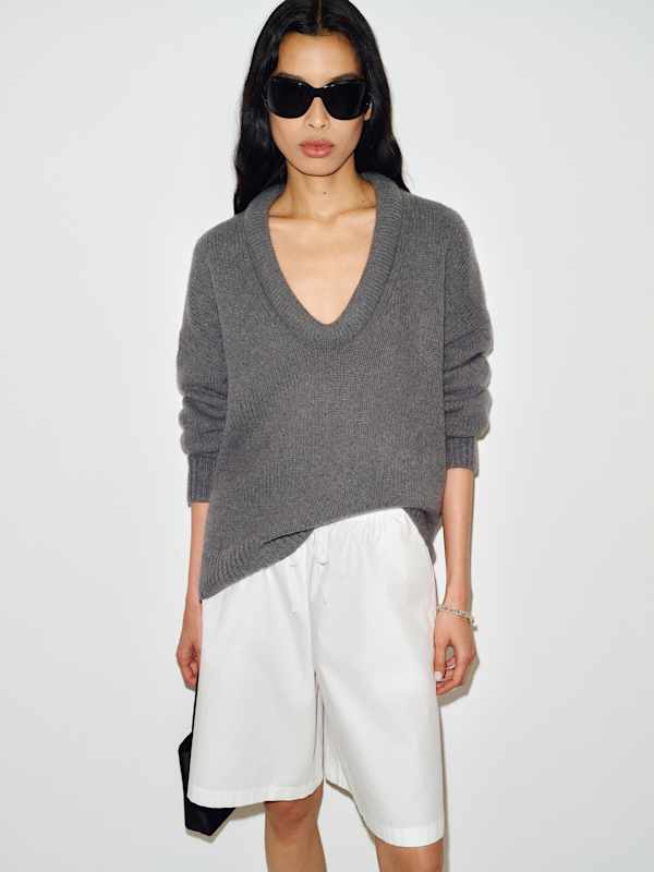 Jonie Cashmere Oversized Scoop Neck - Thunder