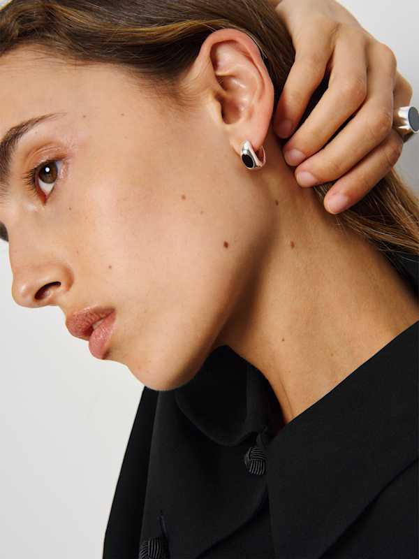 Boucles d'oreilles Mabel - Silver Onyx