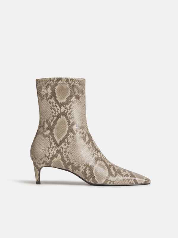 Remy Stretch Ankle Boot - Cream Snake
