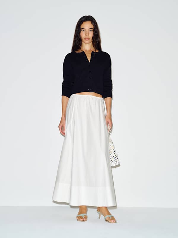 Clara Cotton Crew Cardigan - Black