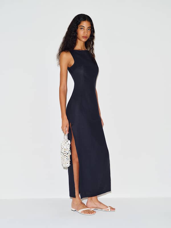 Alix Linen Dress - Midnight